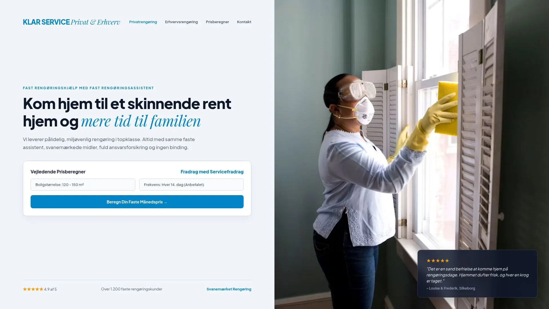 Eksisterende designeksempel til rengøring og service